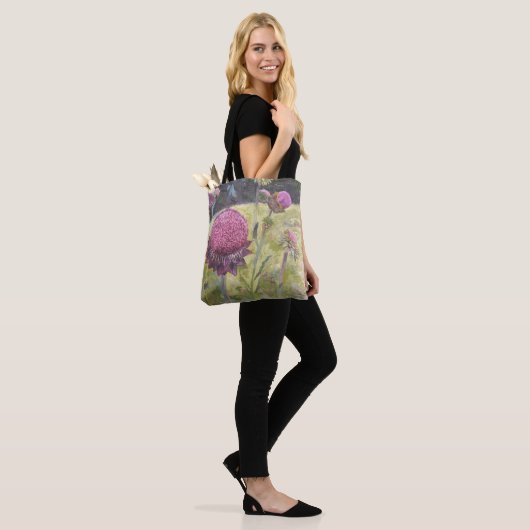 Canvas tas Paarse wilde bloemen (Op model)