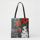 canvas tas "Patchwork Meadow" oppies met scripts (Voorkant)