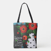 canvas tas "Patchwork Meadow" oppies met scripts (Achterkant)