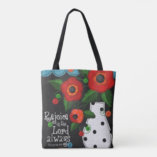 canvas tas "Patchwork Meadow" oppies met scripts (Achterkant)