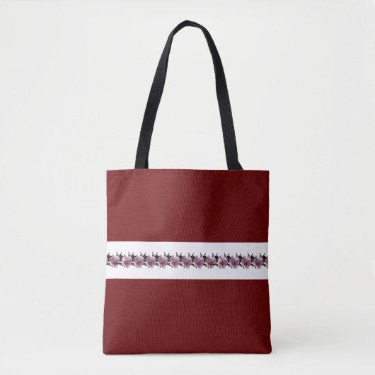 Canvas tas - Plum Blossom op White Stripe (Voorkant)