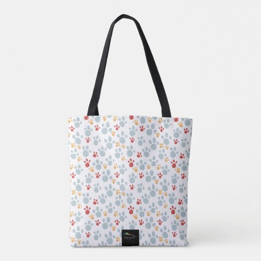 Canvas tas Rainbow Paw Print Pattern (Achterkant)