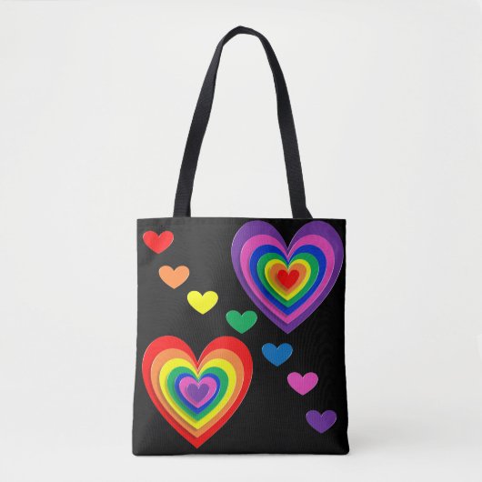 Canvas tas regenboogharten (Voorkant)