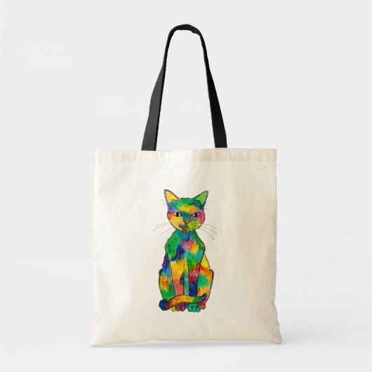 Canvas tas regenboogkat (Voorkant)
