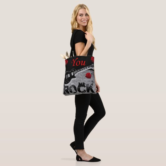 canvas tas, rockmuziek tote bag (Op model)