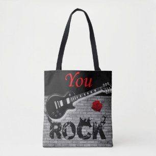 canvas tas, rockmuziek tote bag