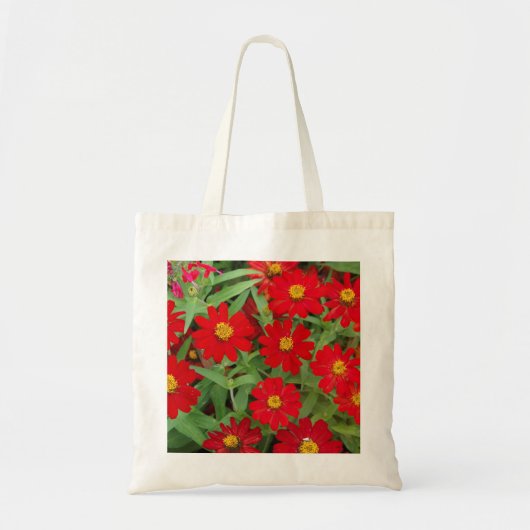 Canvas tas rode gele bloemen (Voorkant)