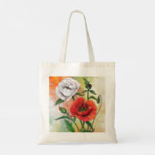Canvas tas rode witte papavers - schilderen (Achterkant)
