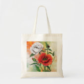 Canvas tas rode witte papavers - schilderen (Voorkant)