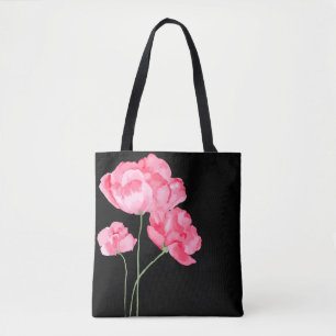 Canvas tas-roze papaver tote bag