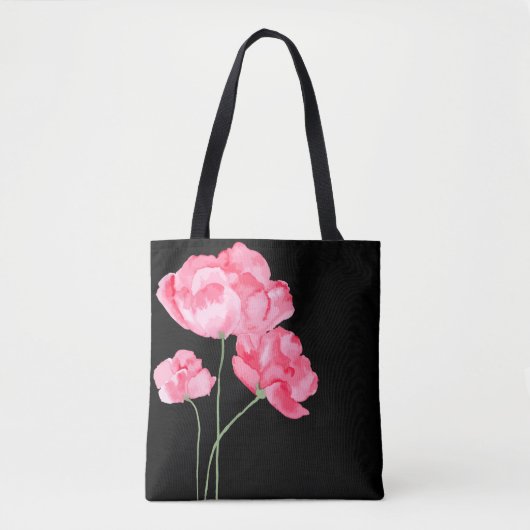 Canvas tas-roze papaver tote bag (Voorkant)