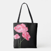 Canvas tas-roze papaver tote bag (Achterkant)