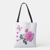 Canvas tas roze roze vlinder - harten (Achterkant)
