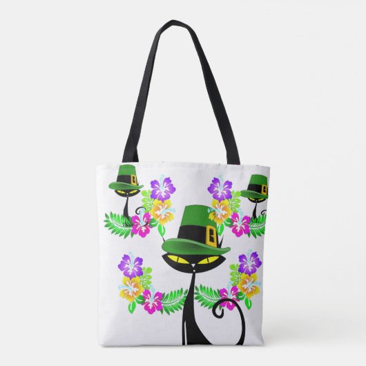 Canvas tas Saint Patrick's Day Cat Floral (Achterkant)