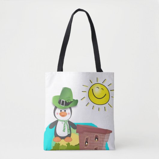 Canvas tas Saint Patrick's Day Penguin (Voorkant)