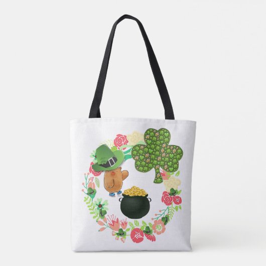 Canvas tas Saint Patrick's Day Teddy Bear Floral (Achterkant)