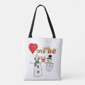 Canvas tas Valentijnsdag harten op vuur sneeuwman (Achterkant)