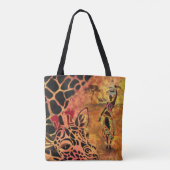 Canvas tas van Afrikaanse meisjes en Giraffes (Achterkant)
