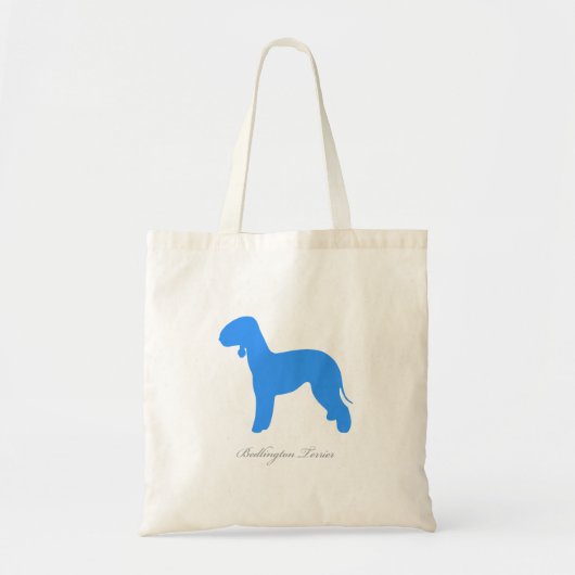 Canvas tas van Bedlington Terrier (blauw silhouet) (Voorkant)