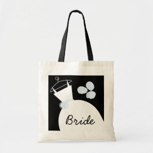 Canvas tas van de bruiloft Gown Blue 'Bride' zwart