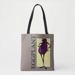 CANVAS TAS VAN DE EGGPLANT PLANTAARDIGE LADY-ILLUS