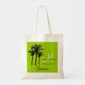Canvas tas van de Groene Beach Wedding met Palm Tr (Voorkant)