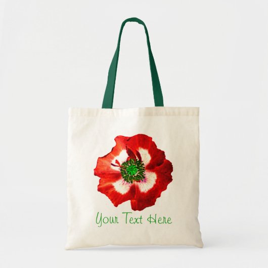 Canvas tas van de "Jouw tekst" van de papaver de (Voorkant)