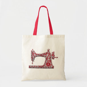Canvas tas van de Red Damask Sewing Machine Monogr