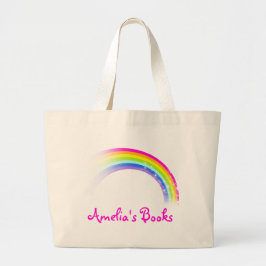 Canvas tas van de regenboogroze bibliotheek