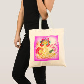 canvas tas van de roze palmboom met roze hippie (Voorkant (product))