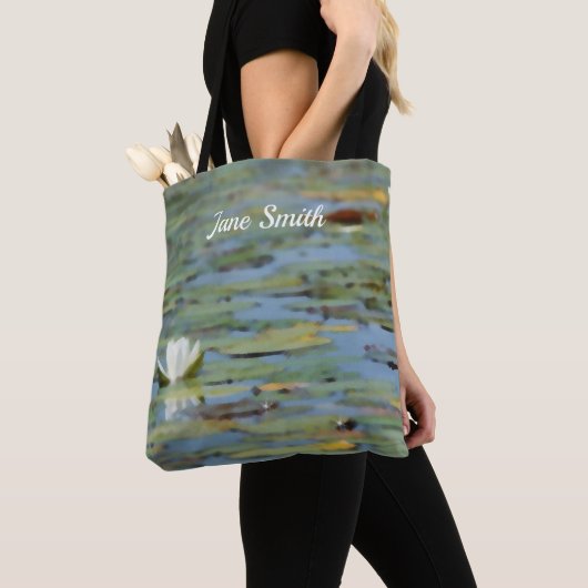 Canvas tas van de waterlilmeer Waterverf (Dichtbij)