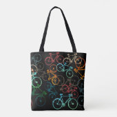 Canvas tas van fietsen . gekleurde fietsen op zwar (Achterkant)