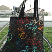 Canvas tas van fietsen . gekleurde fietsen op zwar