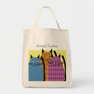 Canvas tas van gepensioneerde leraar Folk Cats