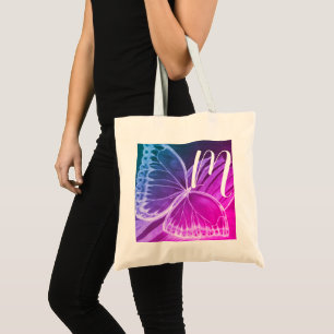 Canvas tas van gepersonaliseerde Initialen vlinder