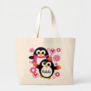 Canvas tas van gepersonaliseerde winterpinguïns