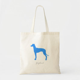 Canvas tas van grijnshond (blauw silhouet)
