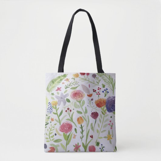 Canvas tas van het weefsel met veer-floraal ontwer (Voorkant)
