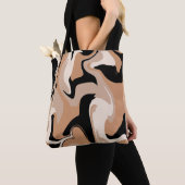 Canvas tas van het zwarte en Tan Marble Pattern (Dichtbij)