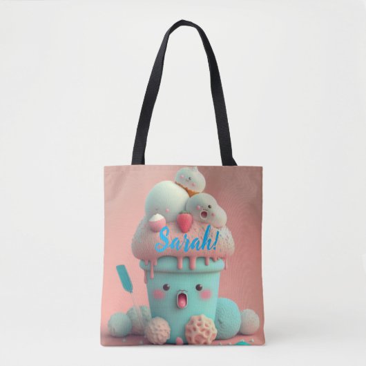 Canvas tas van kawaii-ijs (Voorkant)