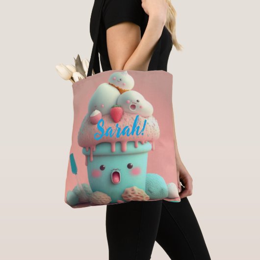 Canvas tas van kawaii-ijs (Dichtbij)