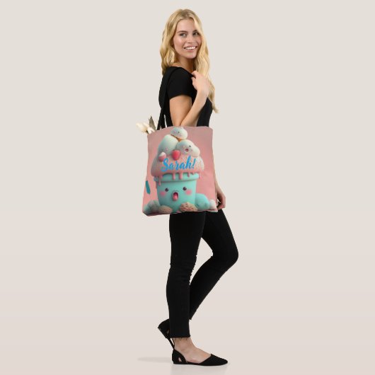 Canvas tas van kawaii-ijs (Op model)