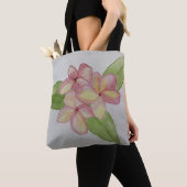 Canvas tas van kleding met frangipani met florale (Dichtbij)