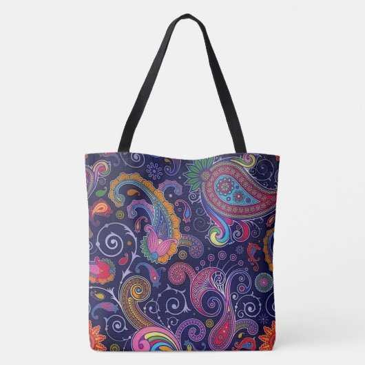 Canvas tas van Large Blue Boho Paisley (Achterkant)