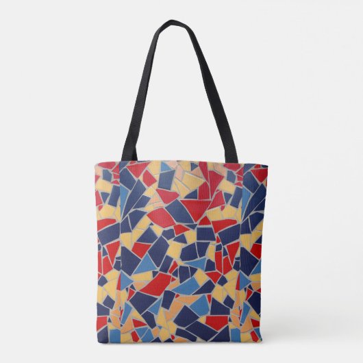Canvas tas van Navy Blue en Red Mosaic (Achterkant)