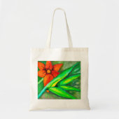 Canvas tas van Oranje bloem en groene bladeren (Voorkant)