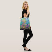 Canvas tas van regenboogkwal (Op model)