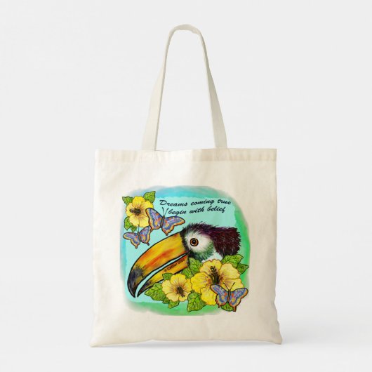 canvas tas van touccan hibiscus (Achterkant)