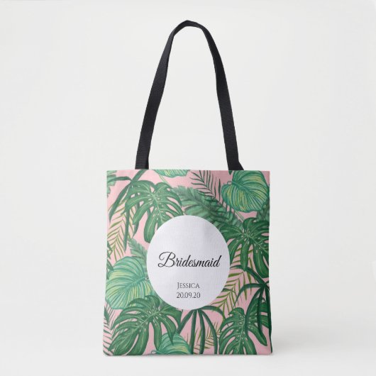 Canvas tas van Tropische Leaves Beach Wedding Brid (Voorkant)