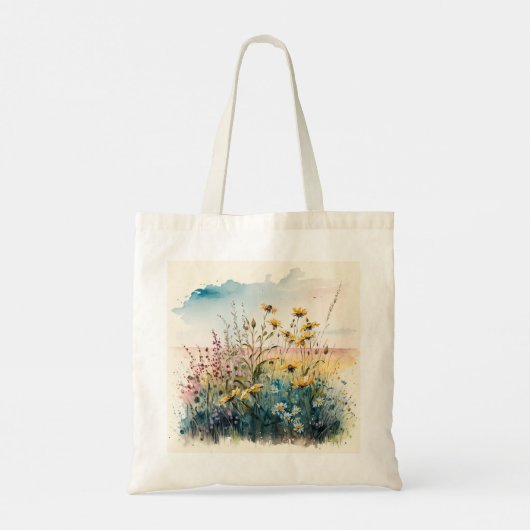 Canvas tas van veldbloemen (Achterkant)